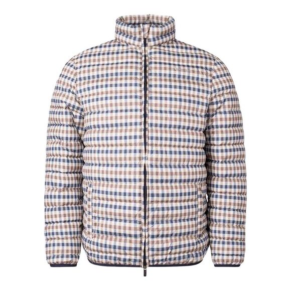 Aquascutum Mens Checked Mock Neck Active Padded Jacket / Beige